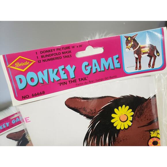 Beistle Pin‎ the Tail on the Donkey Party Game Vtg 1976 70s retro barn farm mod - Picture 5 of 7